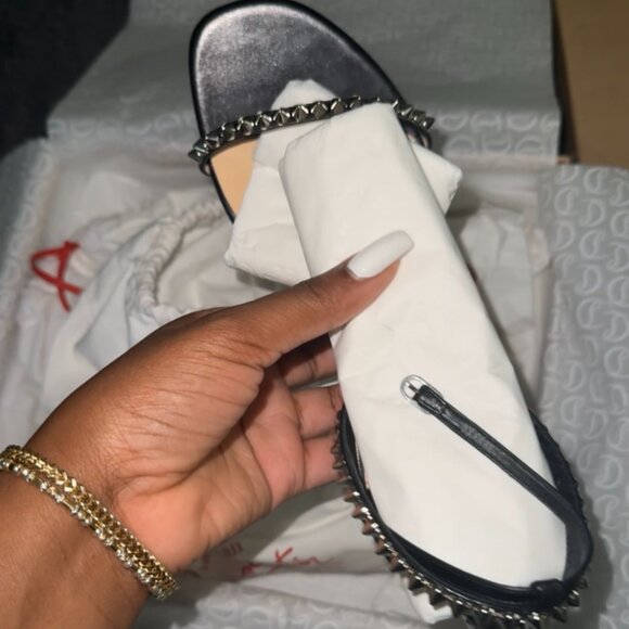 Christian Louboutin - Black So Me 100 Heeled Sandals - Size 7.5 - Picture 4 of 4